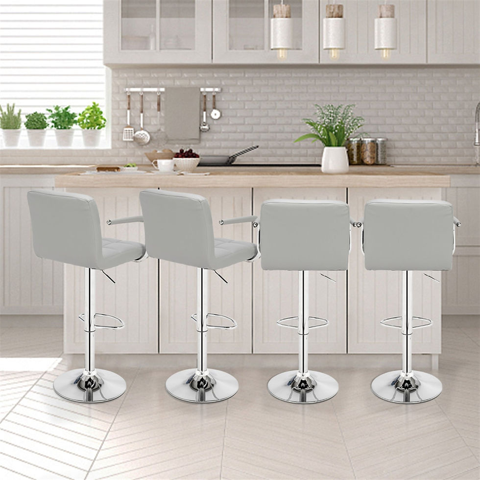 Thumbnail: 2pcs 60-80cm 6 Checks Round Cushion  Bar Stool Gray
