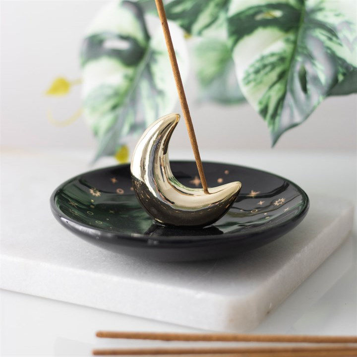 Thumbnail: Gold Crescent Moon Incense Stick Holder