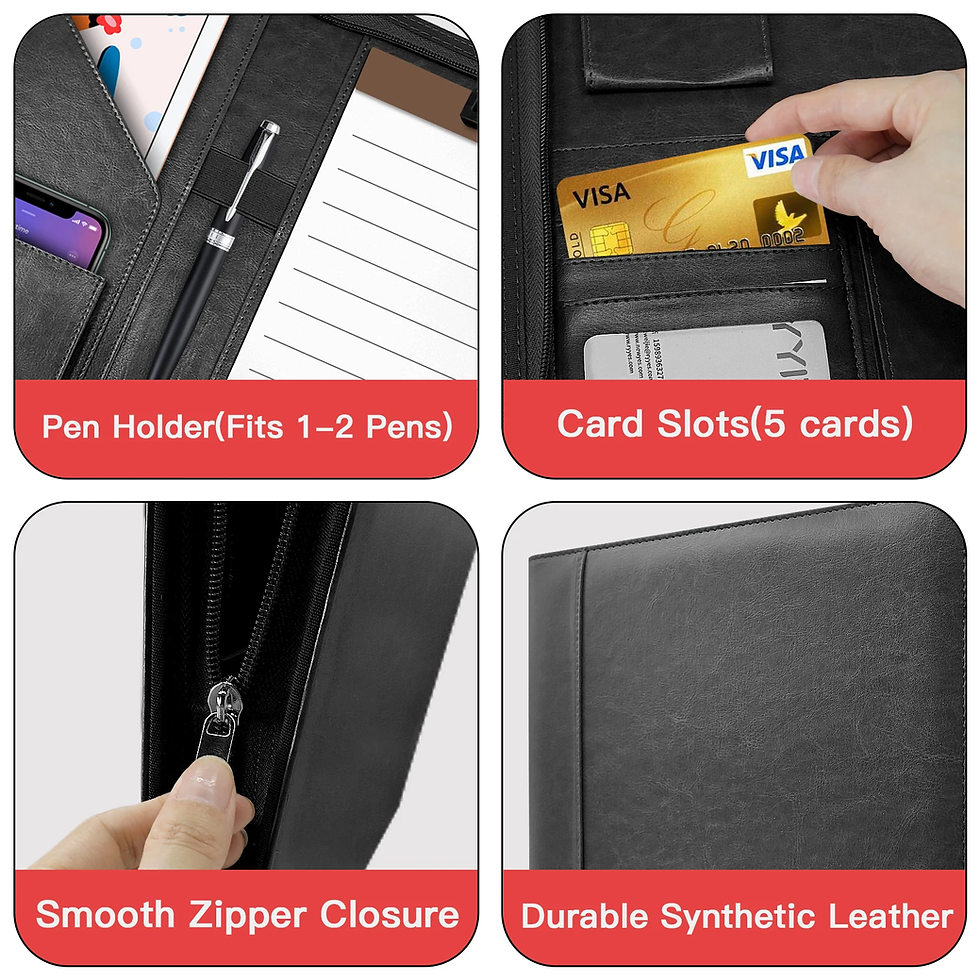 Thumbnail: A4 Multifunctional Business Leather Portfolio Folder with Card Holders organiser