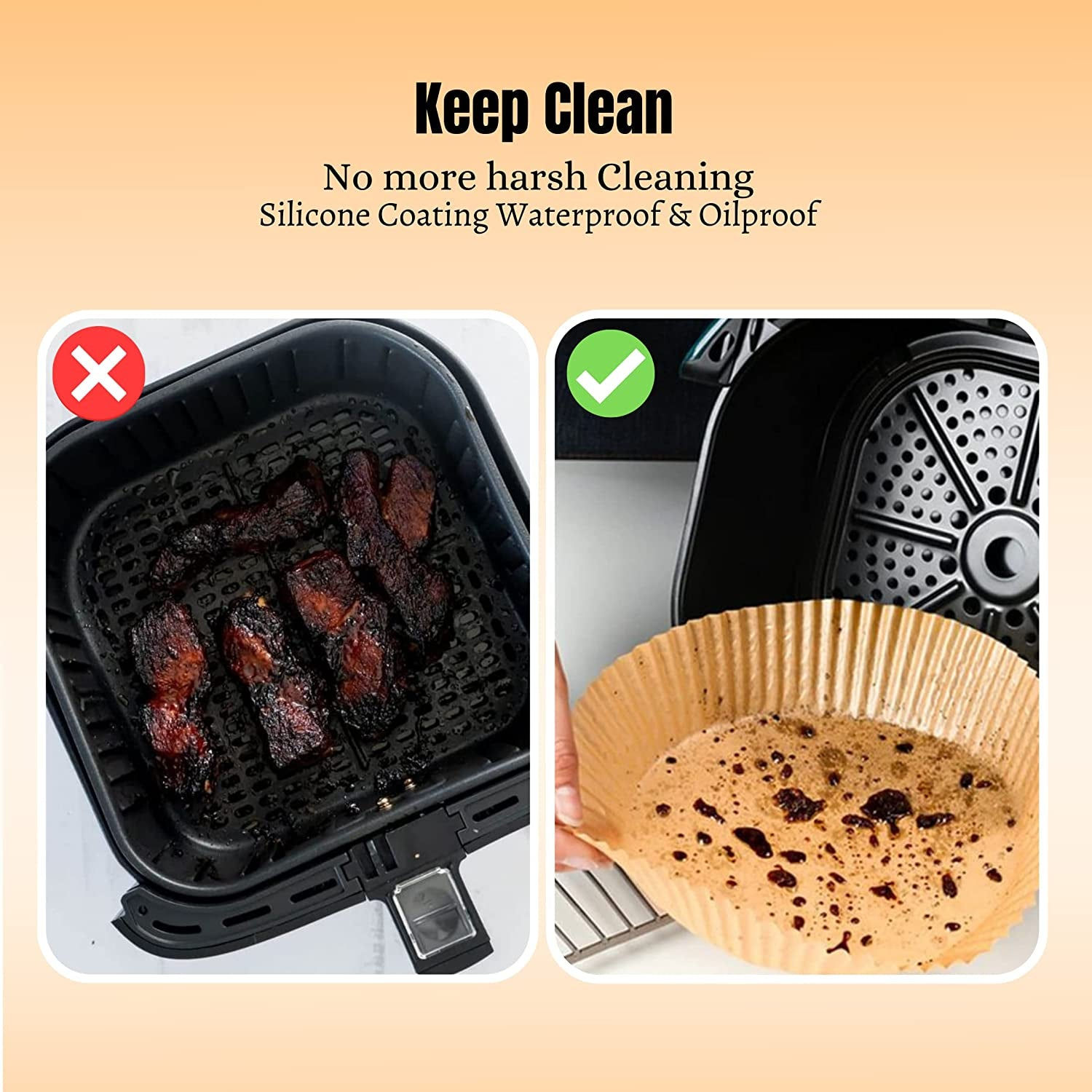 Pack of 125 Air Fryer Paper Liners Round Oil Proof Non-Stick 7.8 inch Disposable