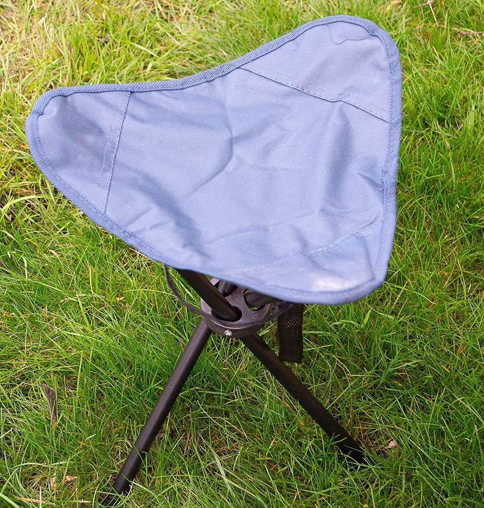 Thumbnail: Folding Portable Camping Tripod Stool Chair Seat with Metal Frame, Blue