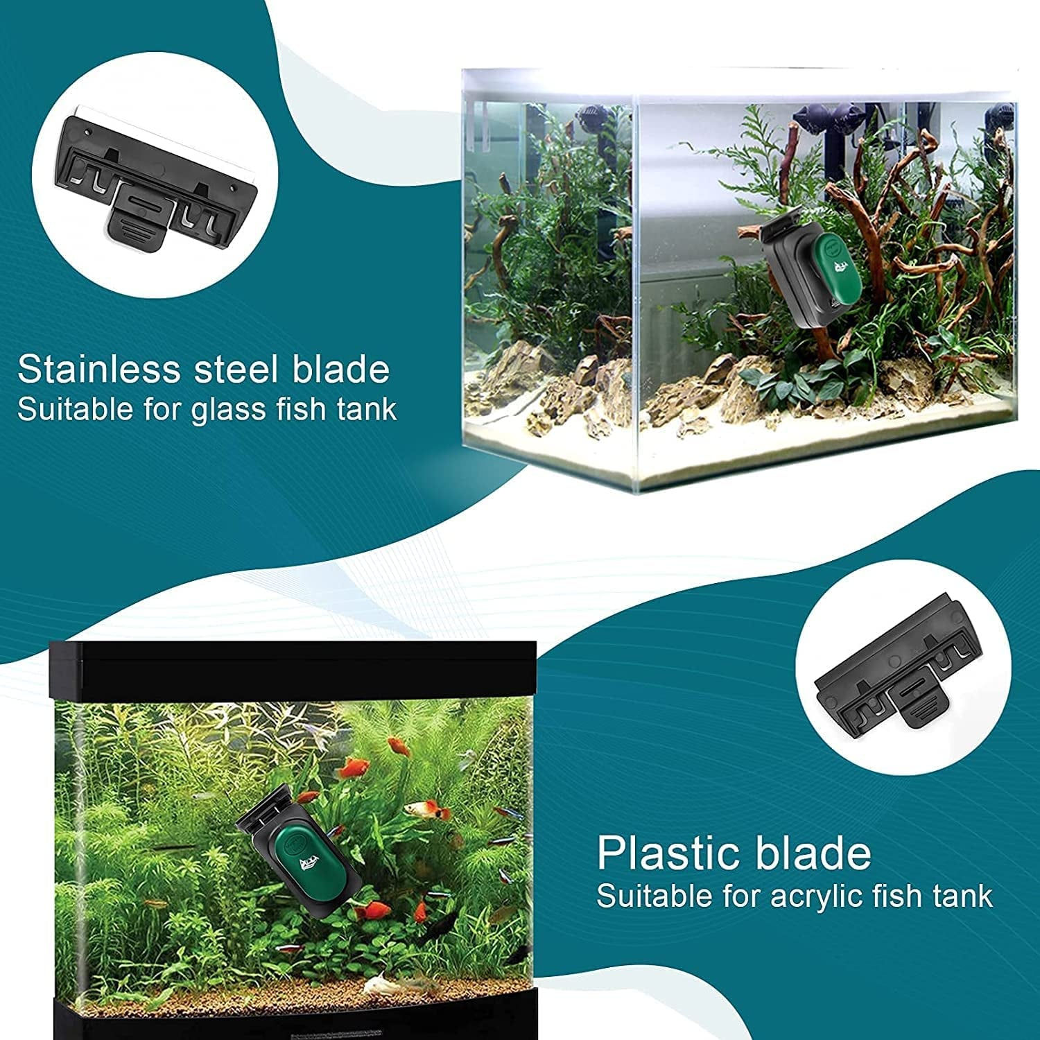 Magnetic Fish Tank Glass Cleaner Brush,Floating Aquarium Magnet Cleaning Scrubbe