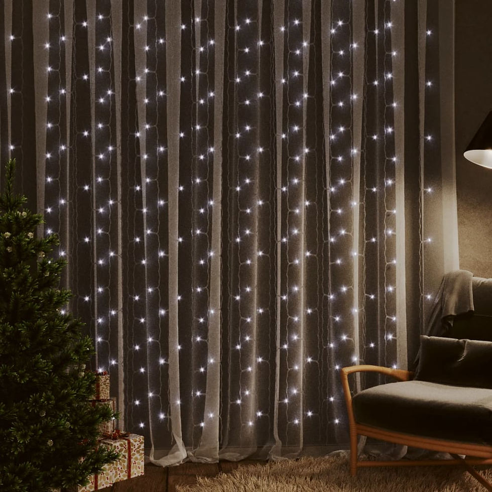Thumbnail: 3x3m Warm White LED Curtain Fairy Lights, 300 LEDs, 8 Modes for Home & Events