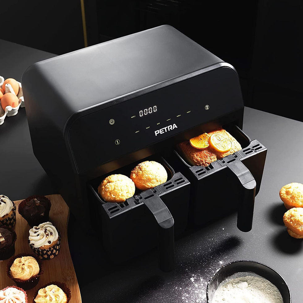 Thumbnail: PT4750BLK Dual 7.4L Hot Air Fryer, Removable Double Drawer Non-Stick Cooking, Sy