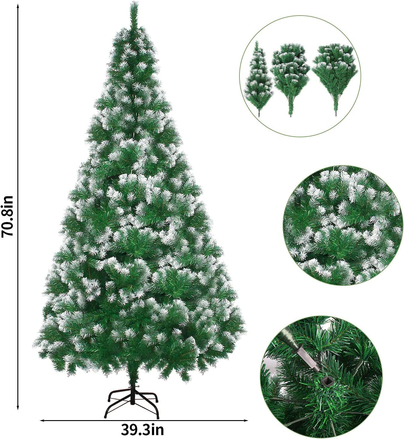 Snowy Splendor: 6ft Flocked Christmas Tree with 900 Snow Effect Tips