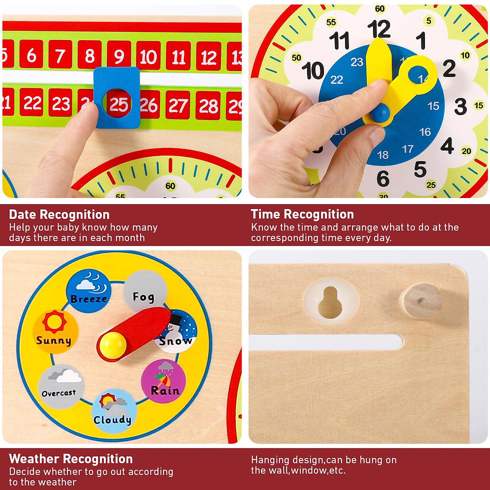 Thumbnail: Magnetic Wooden Calendar Weather Board Wall Mount for Kids 3 year old up