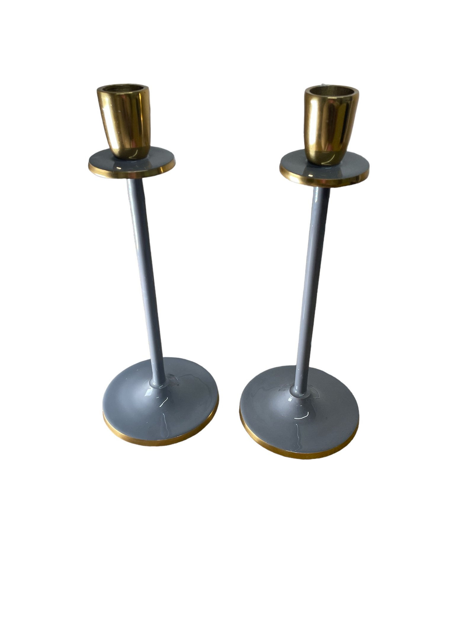 Glossy Grey Irina Candlestick, Set of 2, 26cm Shipping furniture UK