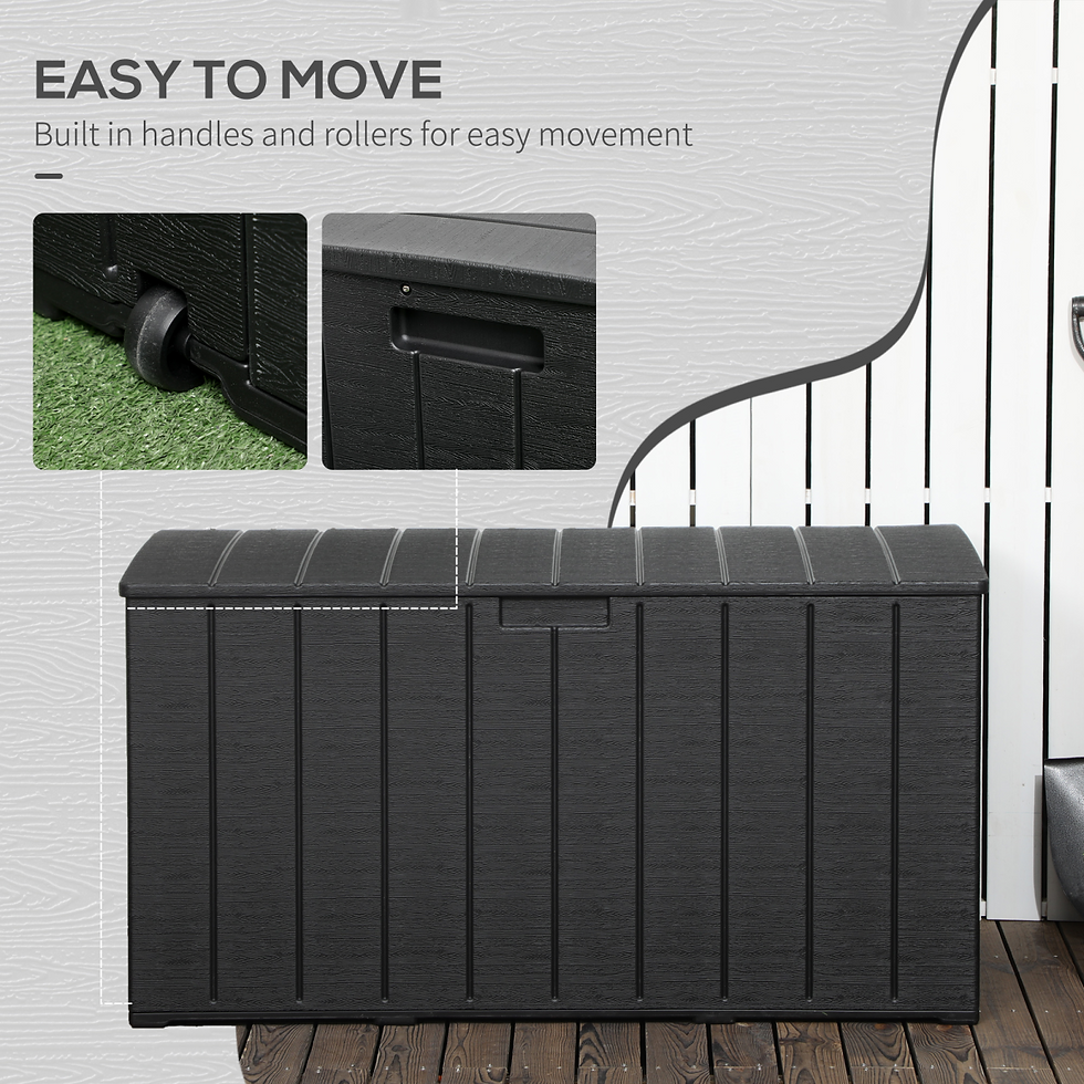 Thumbnail: 336 Litre Rolling Outdoor Garden Storage Box, Plastic Container, Black