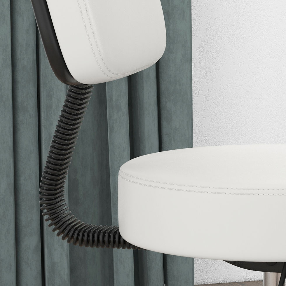 Thumbnail: Adjustable Swivel Salon Chair Padded Seat Back 5 Wheels White