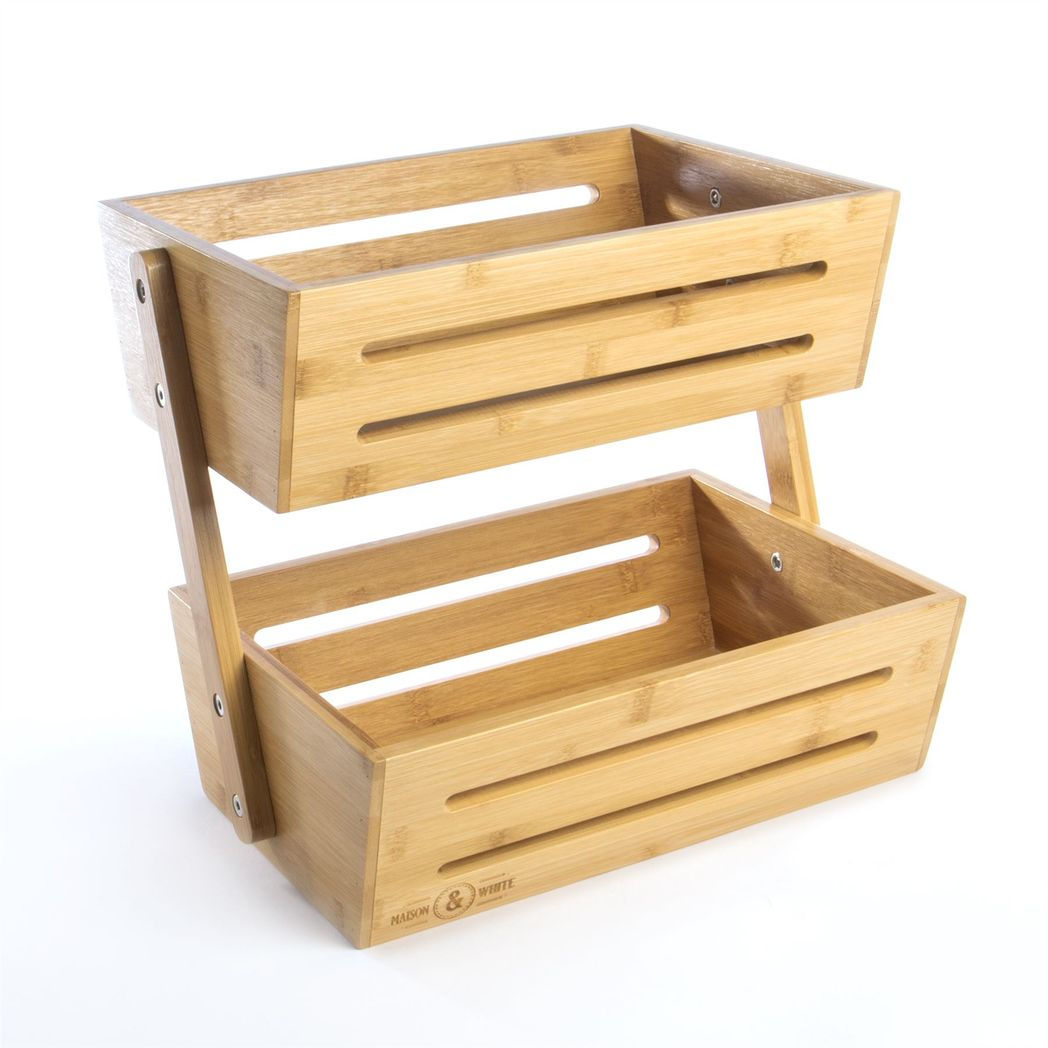 Bamboo Storage Basket 2 Tier