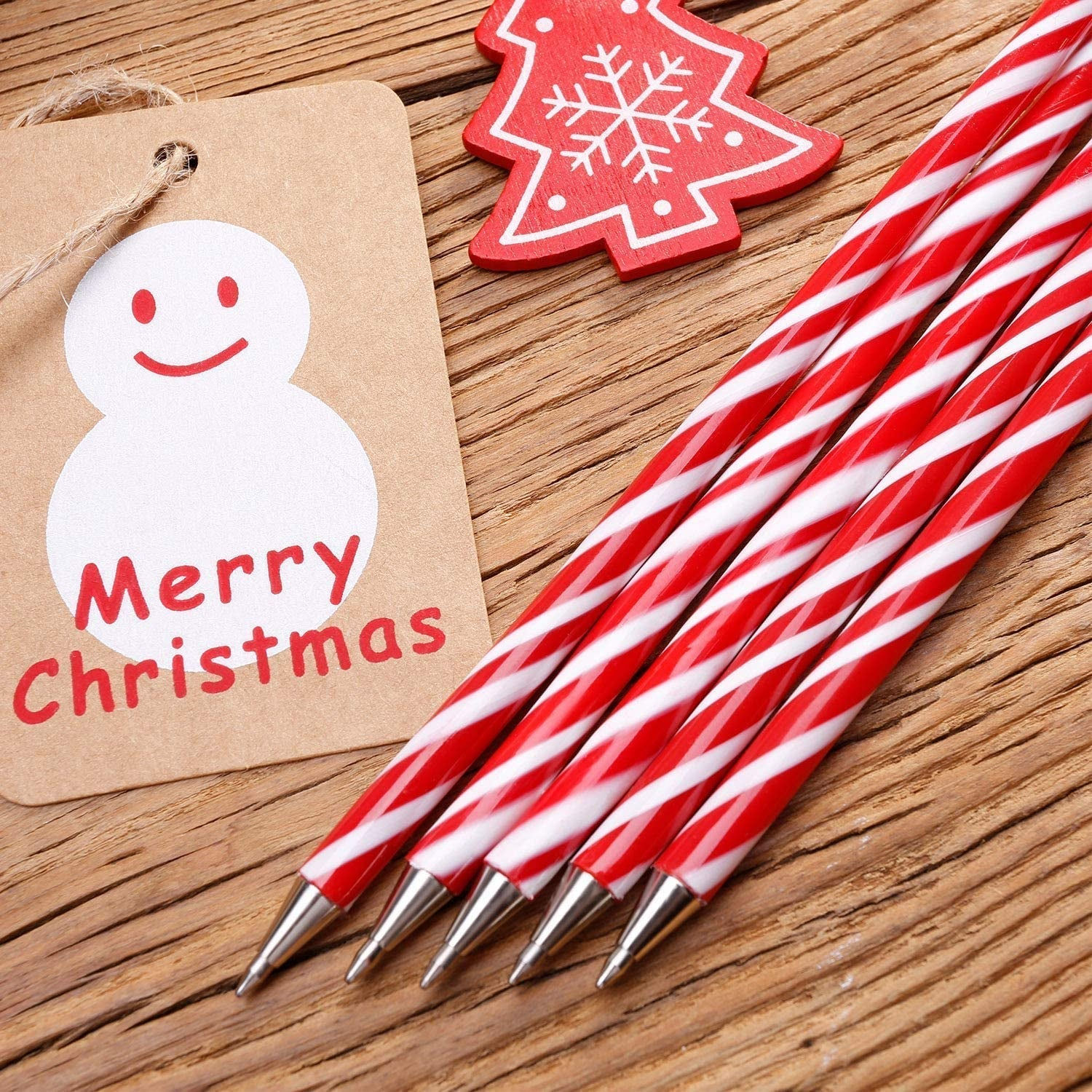 7 Inch Candy Cane Pen Christmas Pens with Black and Blue Ink for Christmas Holid