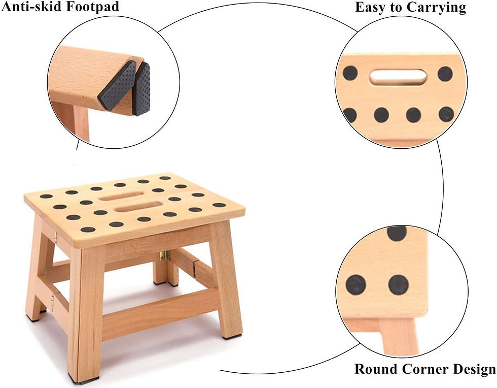 Thumbnail: Folding Step Stool - 8.8" Height - Folding Wooden Stool for Adults & Kids' Step