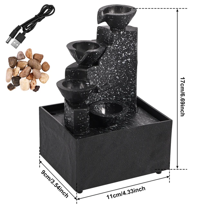 Thumbnail: Indoor Water Fountain LED Light Waterfall Ornament Tabletop Home Decor Gift
