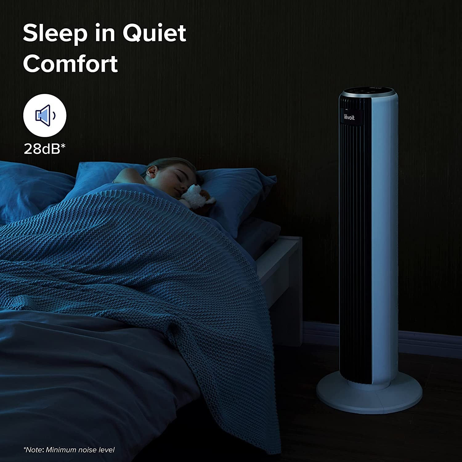 Tower Fan, 28 dB Quiet Electric Cooling Fan for Bedroom, 90° Oscillating Bladel