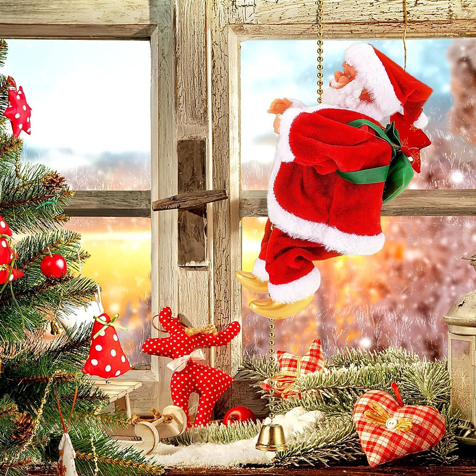 Thumbnail: Battery Operated Climbing Santa - 9 Inches, Plays Christmas Music Novelty Gift