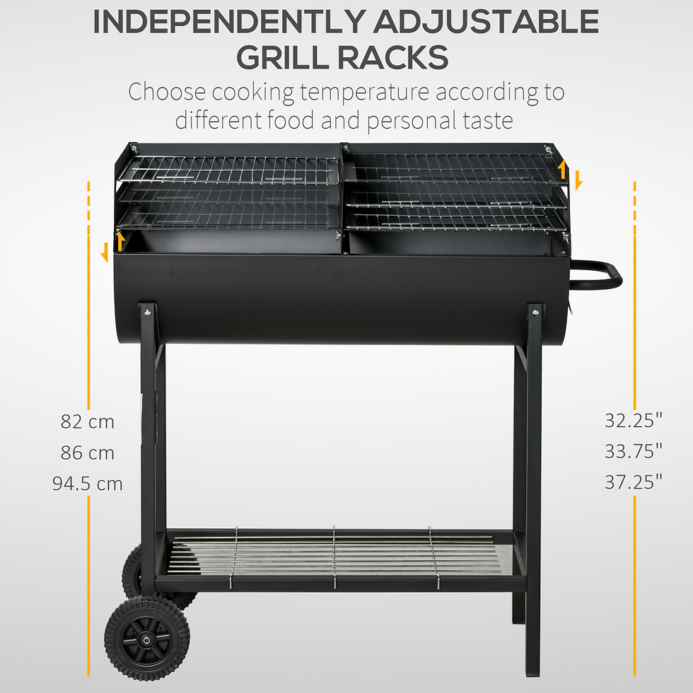 Thumbnail: Steel 2-Grill Charcoal BBQ with Wheels Black