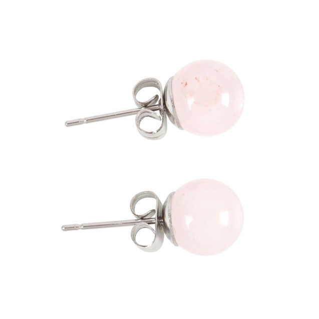Thumbnail: Rose Quartz Semi Precious Crystal Earrings