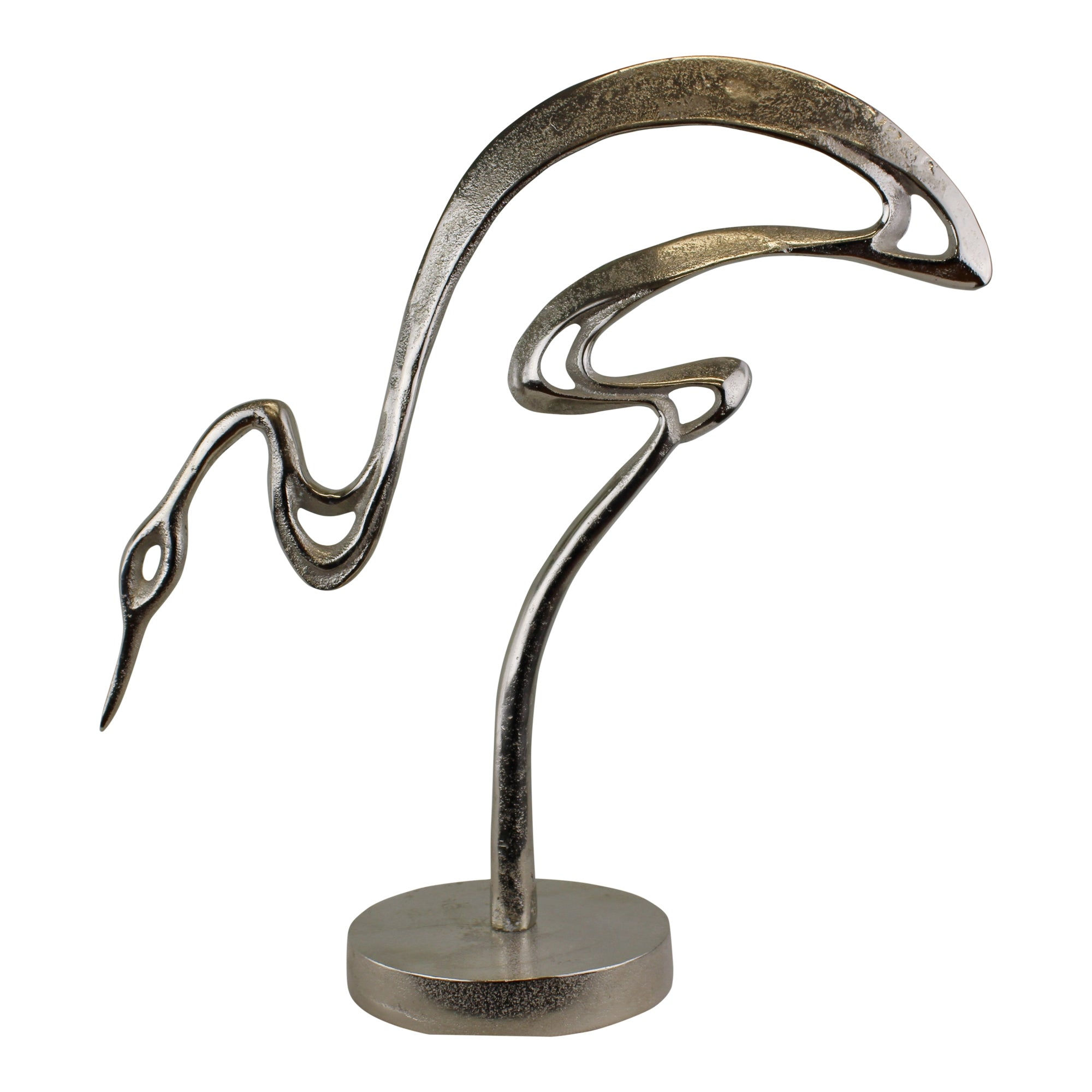 Silver Metal Heron Ornament, Feeding Shipping furniture UK