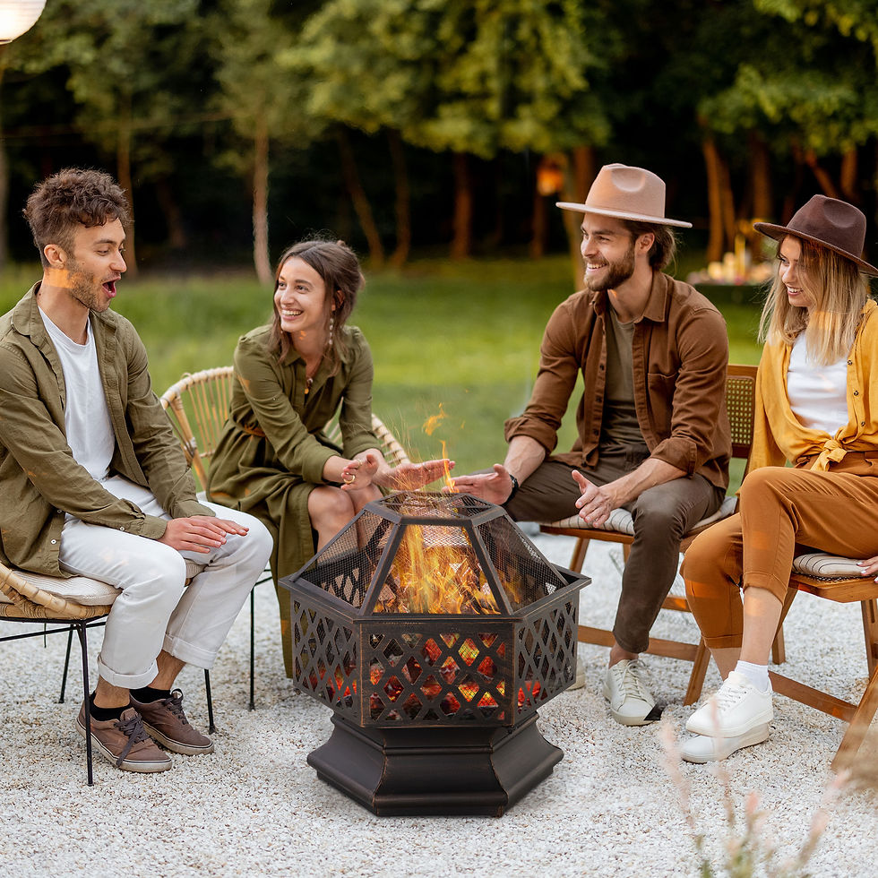 Thumbnail: Outdoor Fire Pit with Screen Cover, Portable Wood Burning Firebowl, Easy Setup