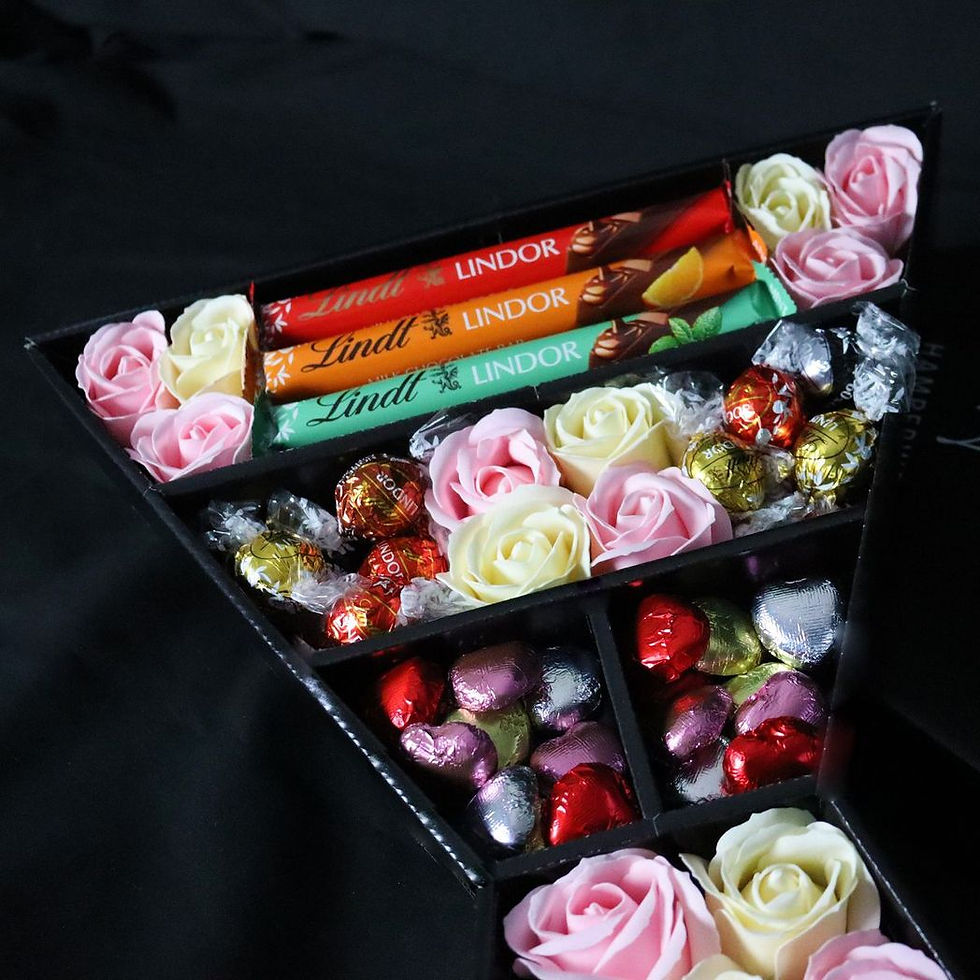 Thumbnail: Assorted Lindt Lindor Signature Chocolate Bouquet With Pink & Ivory Roses