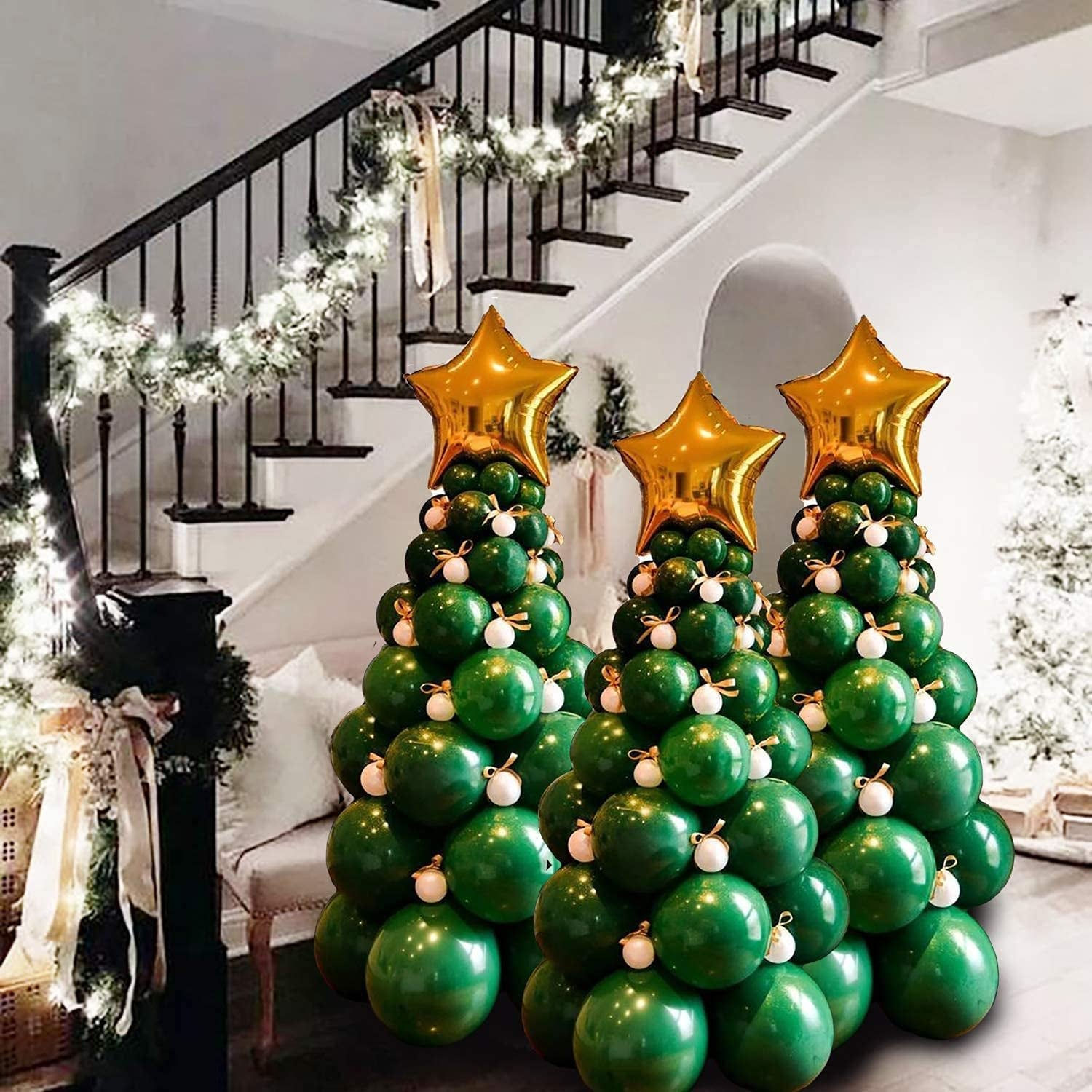 Christmas Balloons Garland Arch Kit Merry Christmas Banner,Santa Claus and Snowm