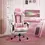 Thumbnail: Racing Gaming Chair w/ Lumbar Support, Home Office Desk Gamer Recliner, Pink