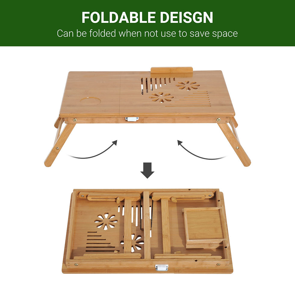 Thumbnail: Portable Laptop Desk Notebook Tray PC Bed Drawer Adjustable Bamboo