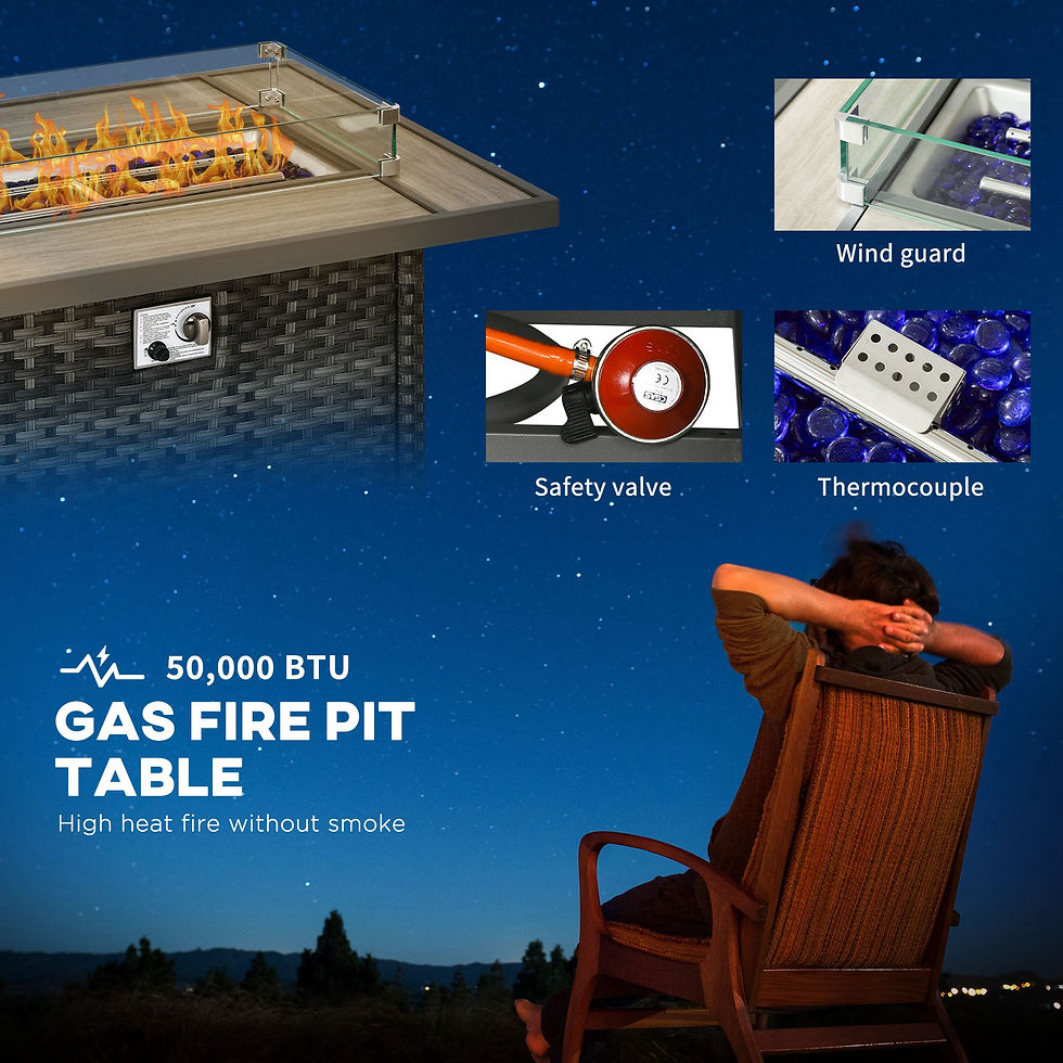 Thumbnail: 5 PCs Rattan Garden Furniture Set with Gas Fire Pit Table