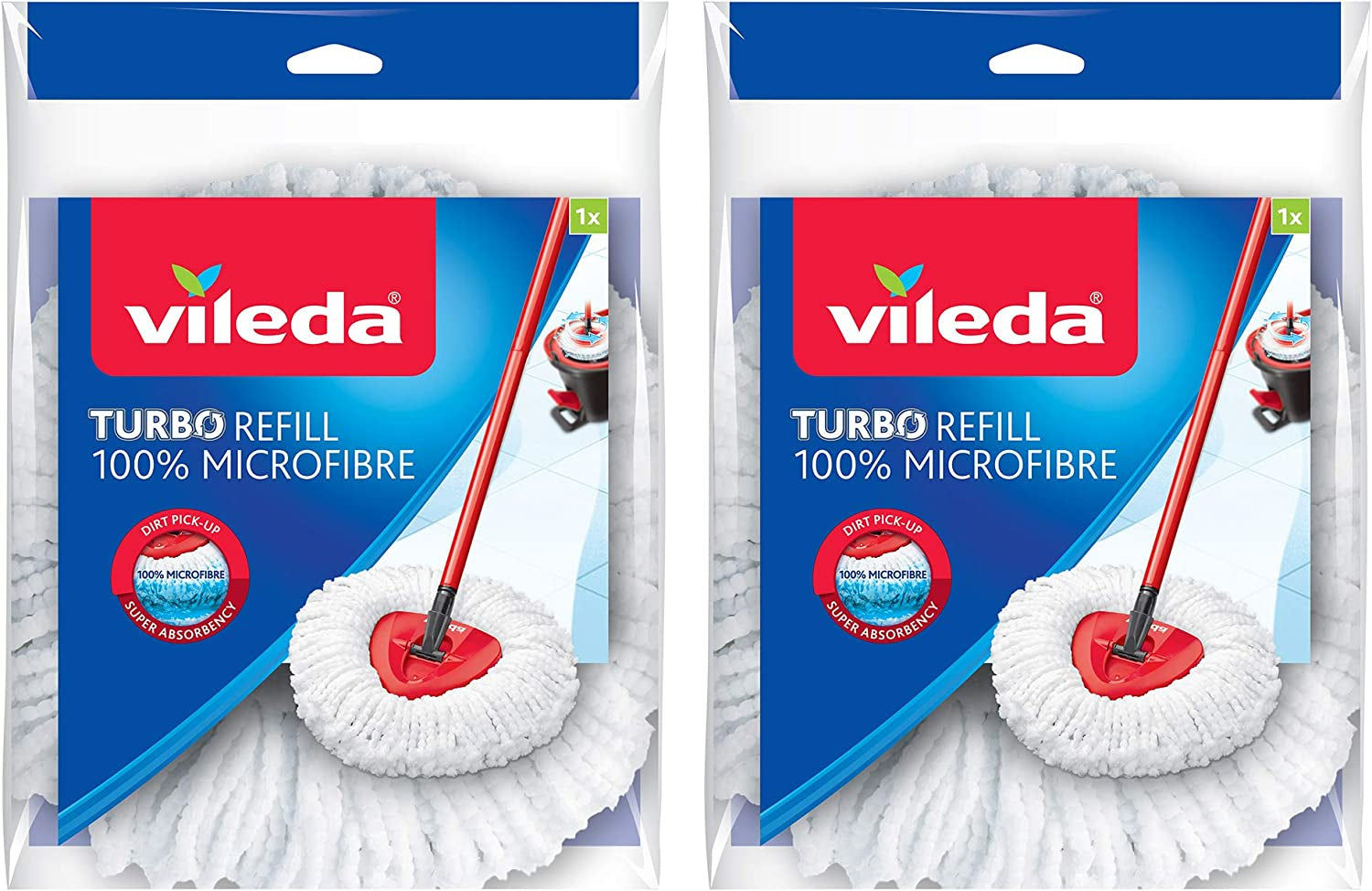 Turbo Classic Microfibre Mop Refill Head, Pack of 2, White