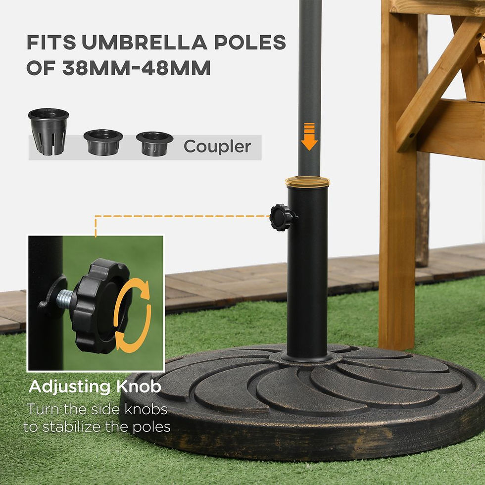 Thumbnail: Outsunny 18kg Round Resin Garden Parasol Base for Poles of 38mm-48mm