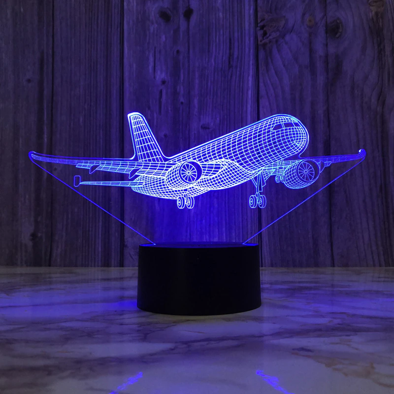 Thumbnail: Airplane 3D Night Light USB Plug-In Touch Table Lamp Novelty Gift