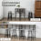 Thumbnail: 6-Piece Bar Table Set, 2 Breakfast Tables with 4 Stools,Grey
