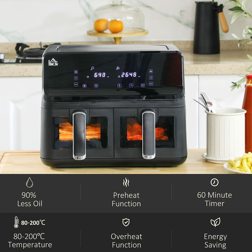 Thumbnail: Dual Air Fryer 8L Family Size w/ 2 Basket 8 Presets Cookbook Timer 2500W