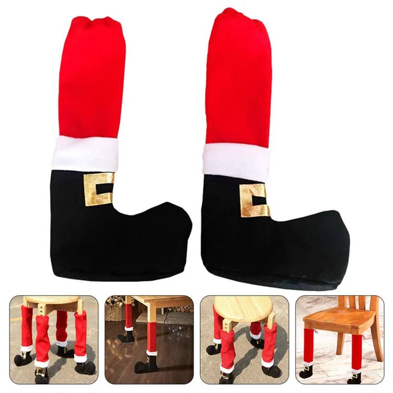 Thumbnail: 4 Christmas Decor Table Corner Chair Feet Floor Protectors Covers Xmas Furniture
