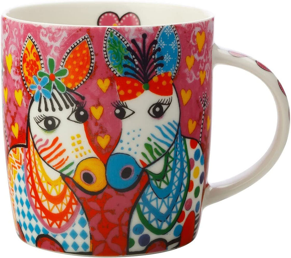 Thumbnail: DX0667 Love Hearts Animal Mug with Rainbow Girls Design, Gift Boxed, Porcelain
