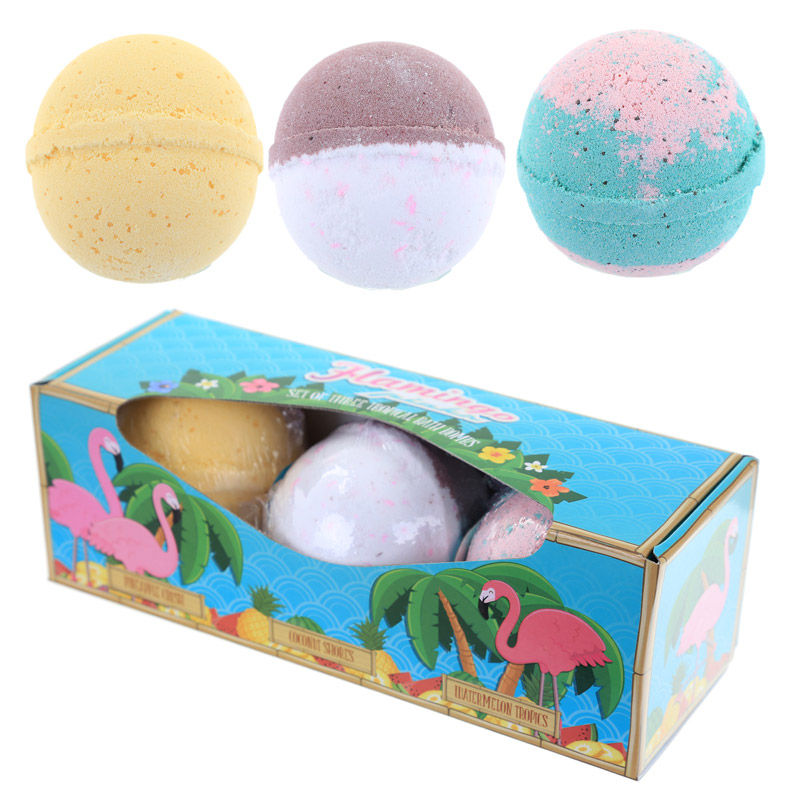 Handmade Bath Bomb Set of 3 - Tropical Fragrances Novelty Gift