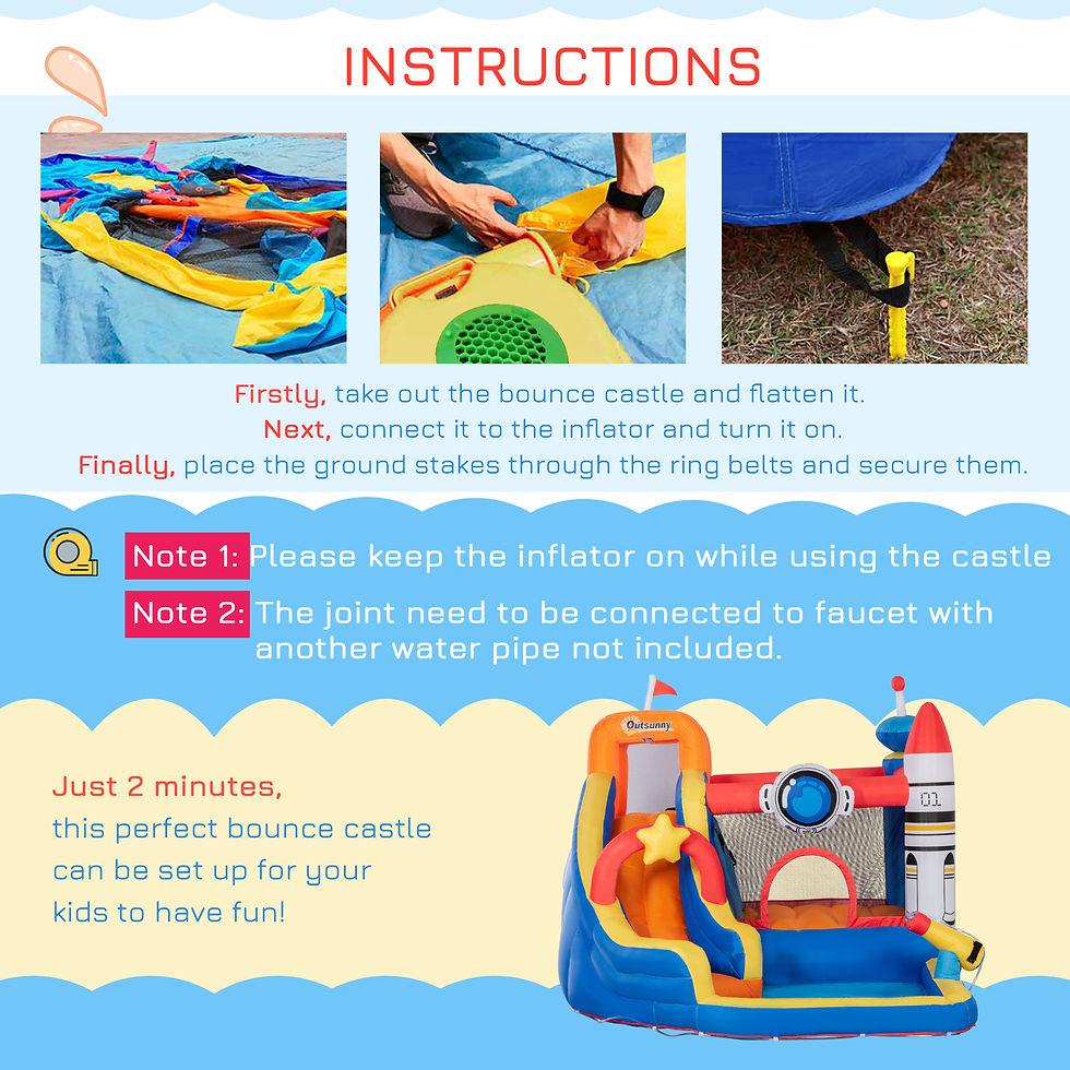 Thumbnail: Outsunny 5 in 1 Kids Bouncy Castle Large Water Slide Water Gun with Air Blower