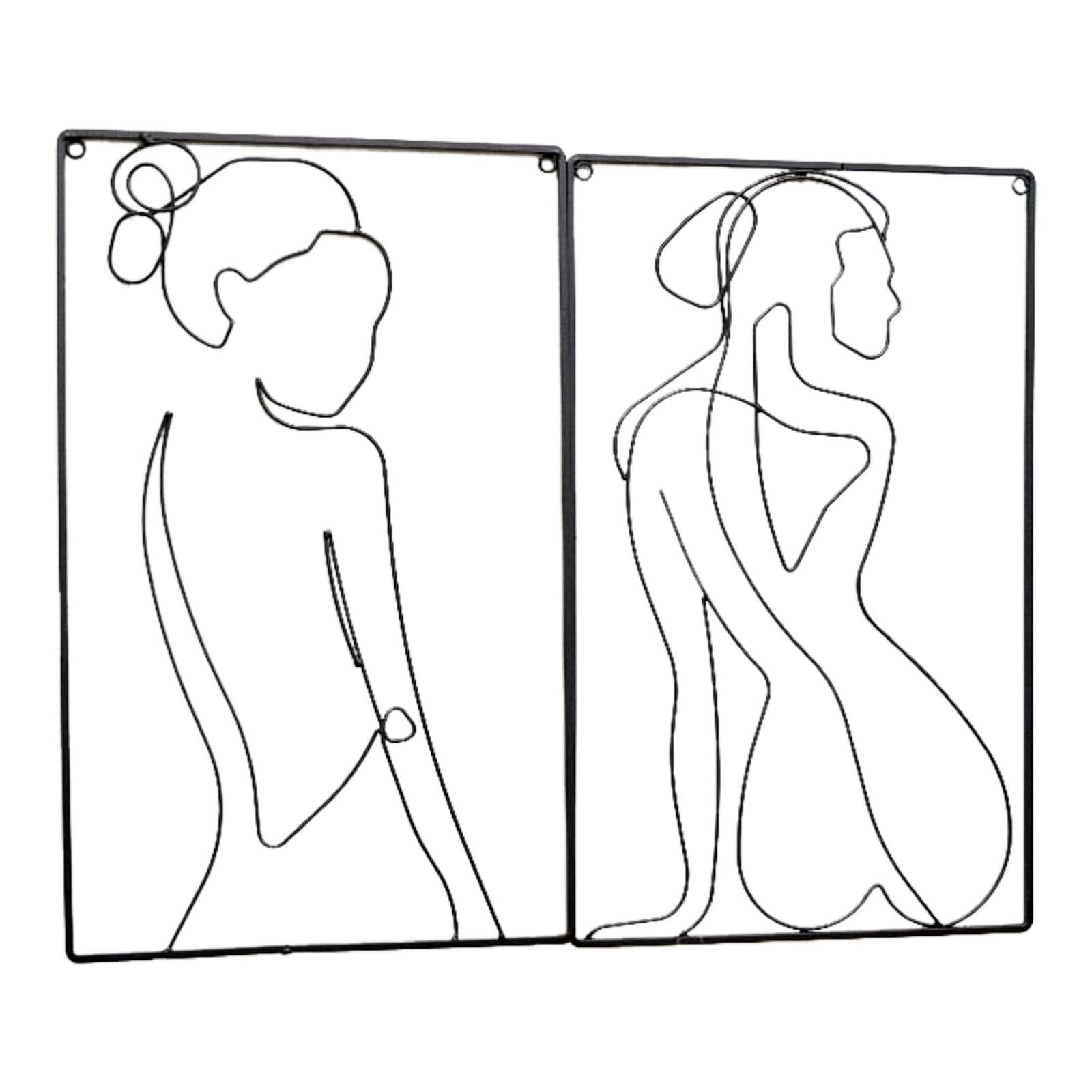 Set of 2 Black Metal Silhouette Wire Wall Decoration Shipping furniture UK