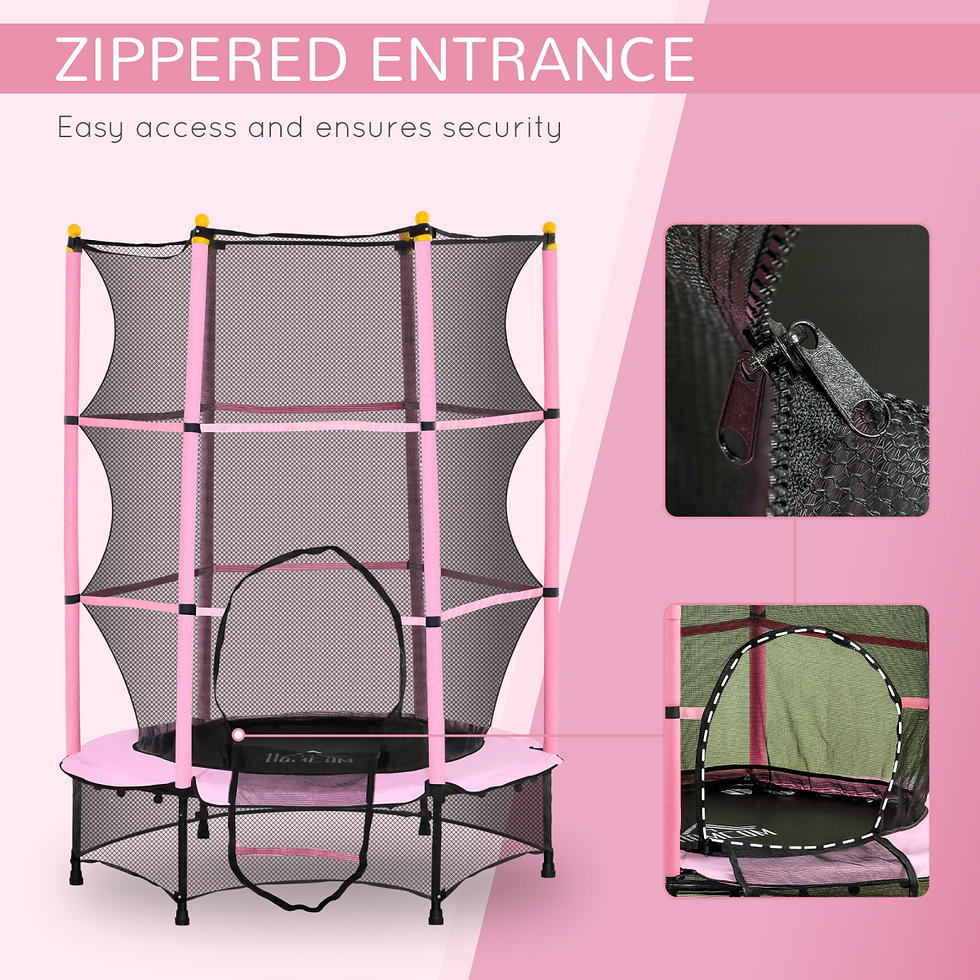 Thumbnail: 4.6ft Kids Trampoline with Safety Enclosure