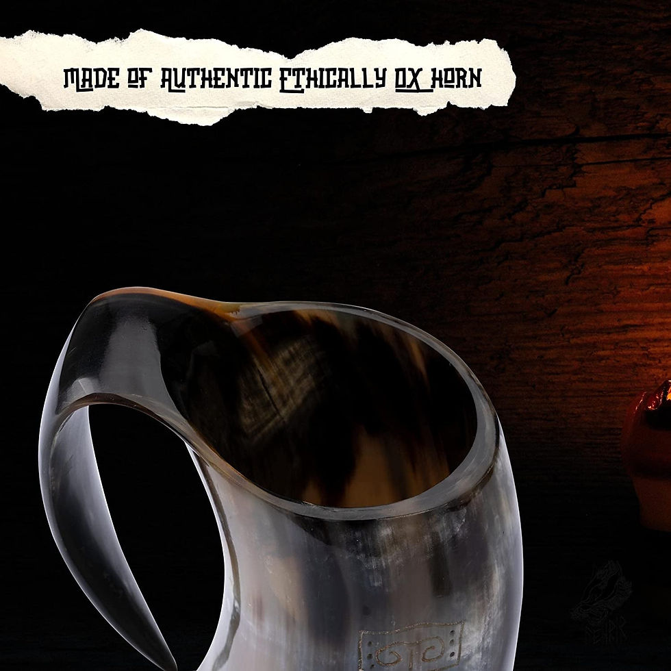 Thumbnail: Premium Viking Natural Drinking Horn Mug Authentic Food Grade with Short Glass a