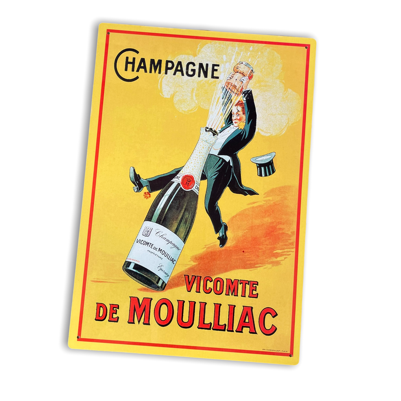 Vintage Sign Champagne Vicomte De Moulliac Sign Shipping furniture UK