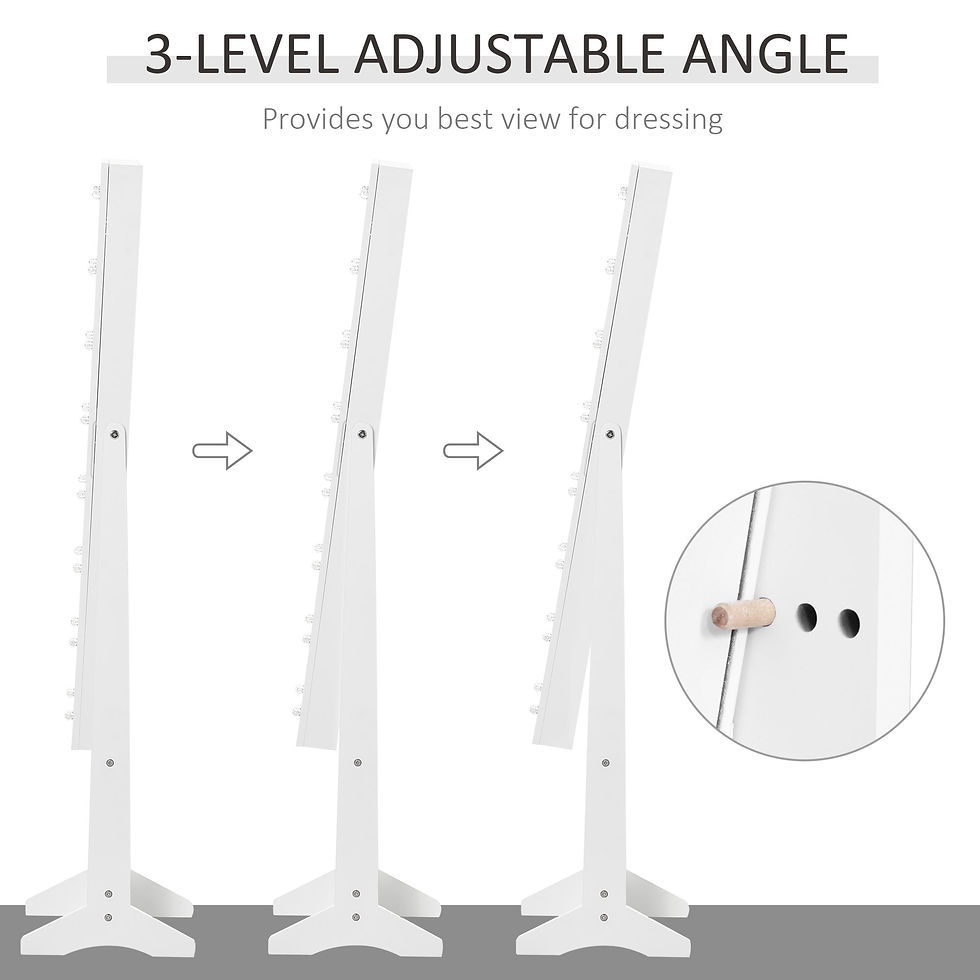 Thumbnail:  LED Mirrored Jewellery Cabinet, 36Lx30Wx136H cm-White 