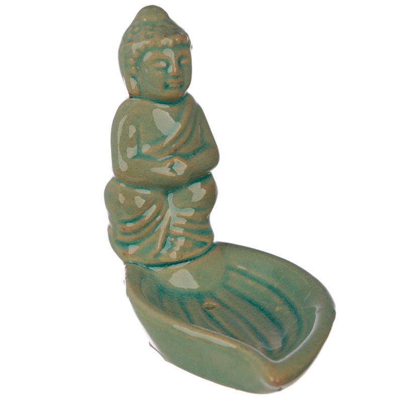 Thumbnail: Novelty  Green Thai Buddha and Leaf Gift