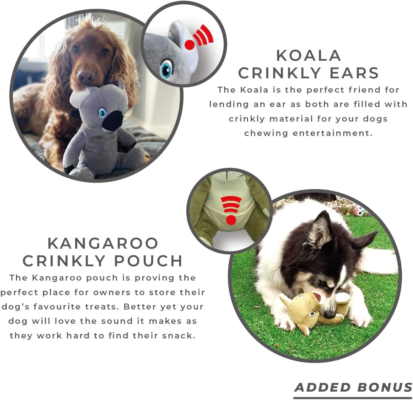 '- The Outback Friends – Koala Kangaroo Platypus - Dog Toys - Puppy Chew Toys