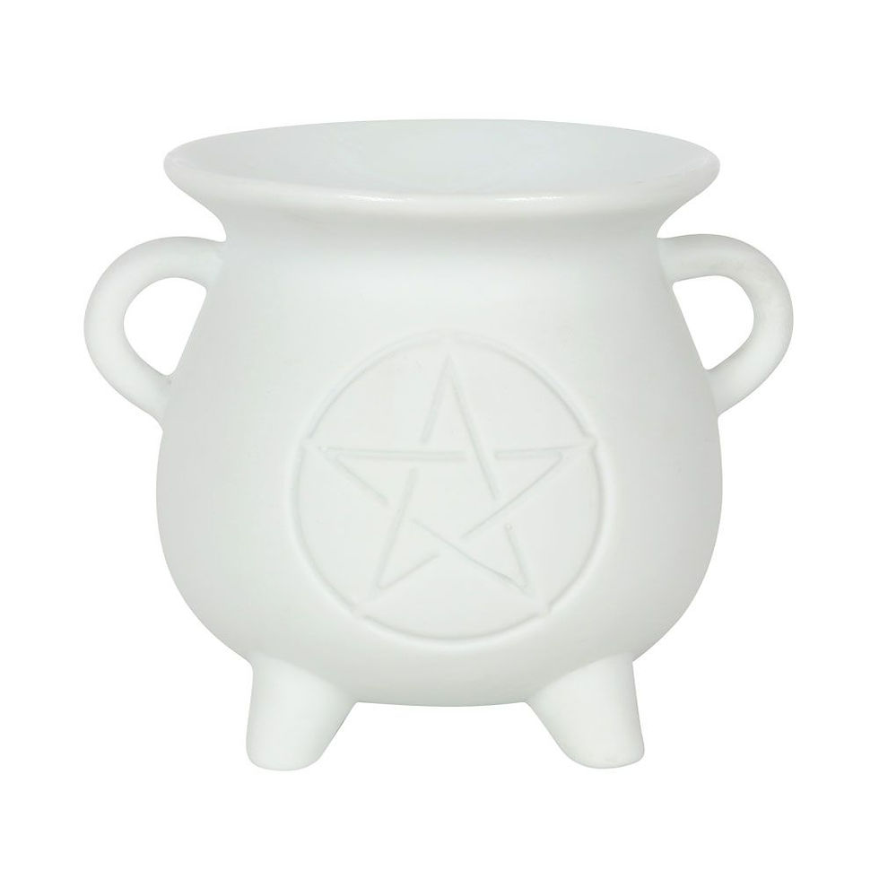 Thumbnail: White Pentagram Cauldron Oil Burner