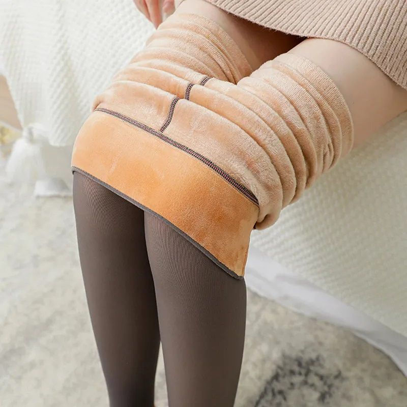 Thumbnail: Thick Thermal Tights Women Winter Fleece Velvet High Waist Slim Pantyhose
