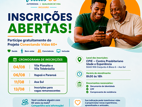 Abertas as inscrições para o Projeto Conectando Vidas 60+