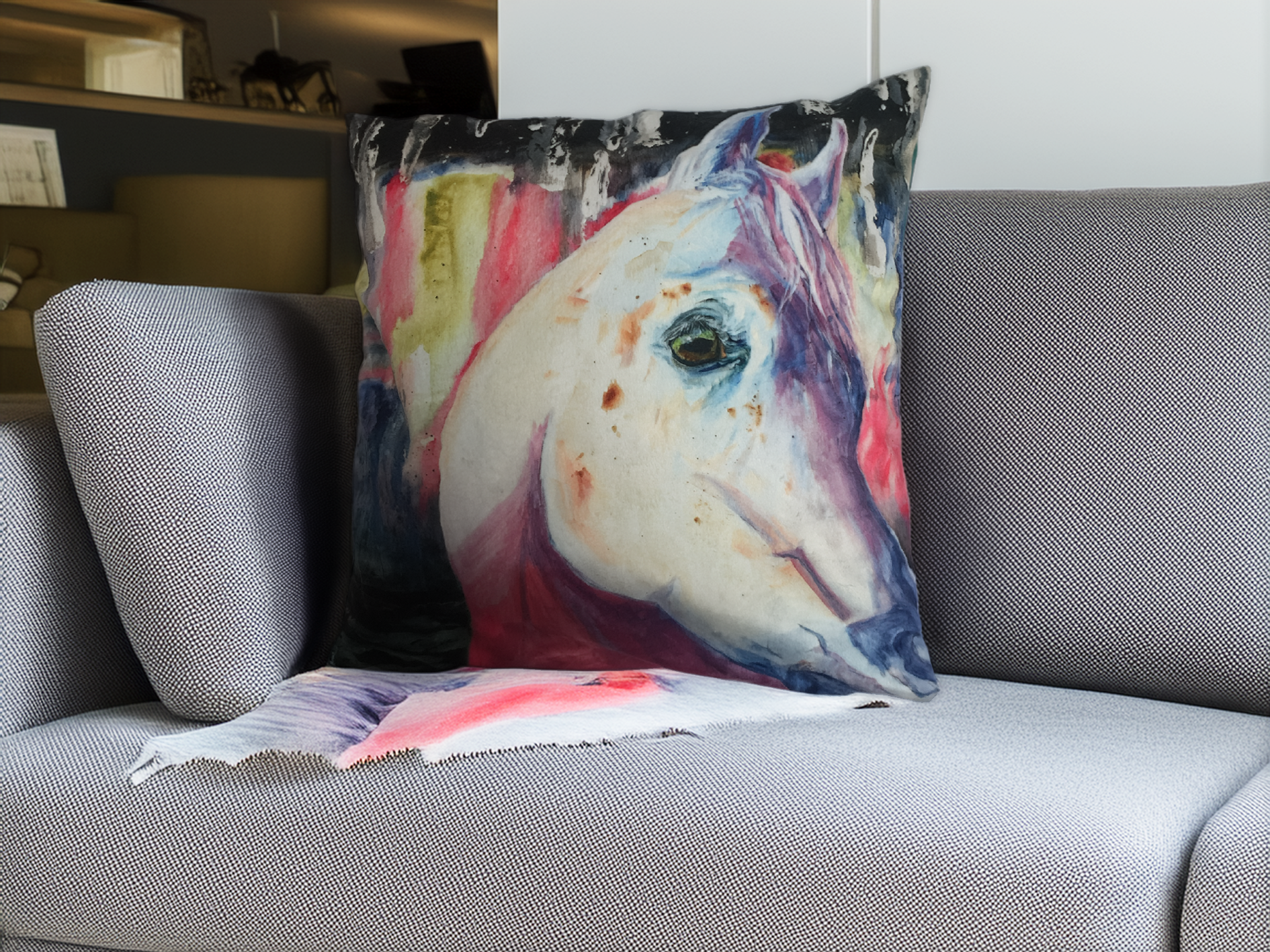 Beautiful plush cushion of original art work. 40x40cm