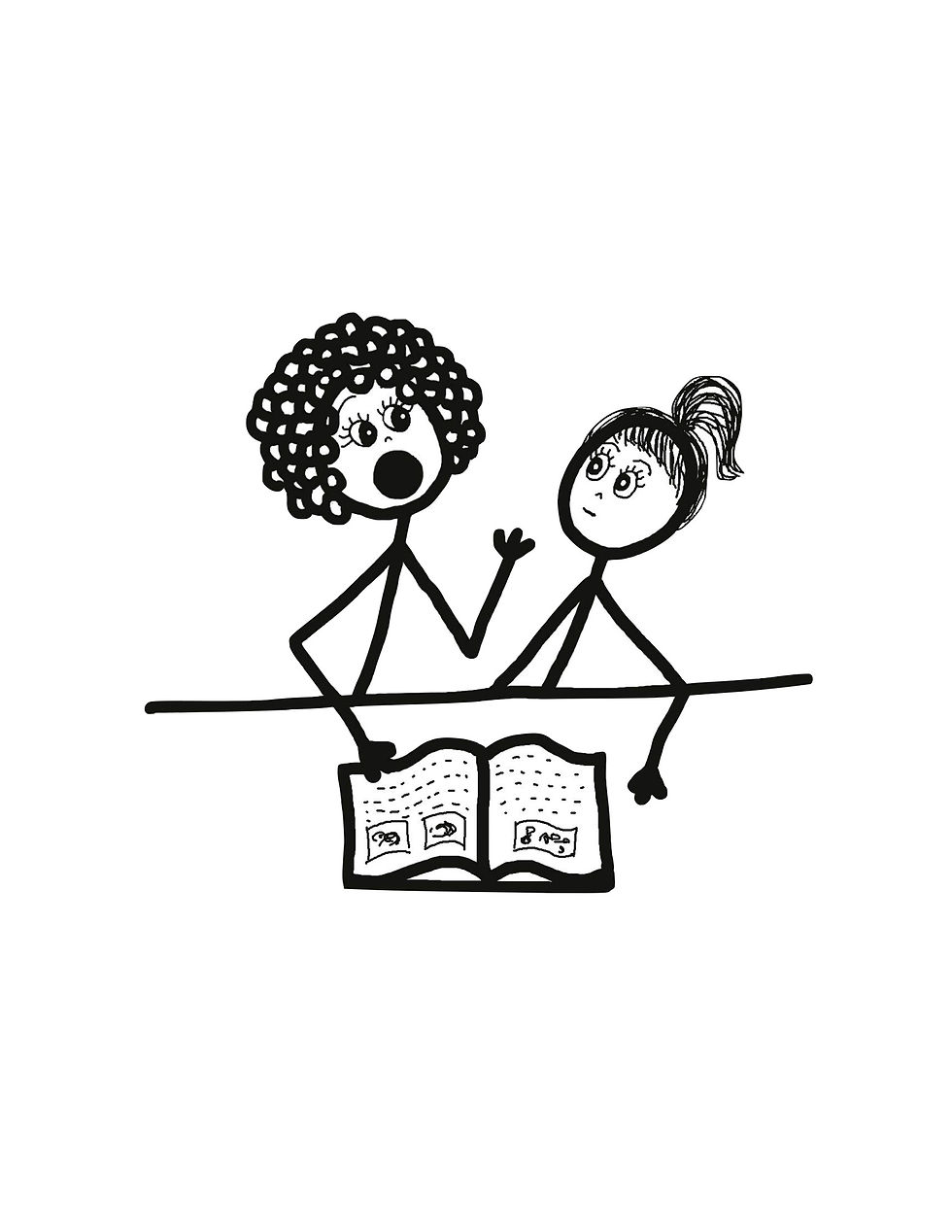 日本人の母親が娘に英会話を教える様子を漫画で描いたもの。