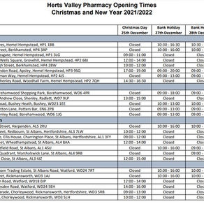 Local Pharmacy Christmas Opening Hours 